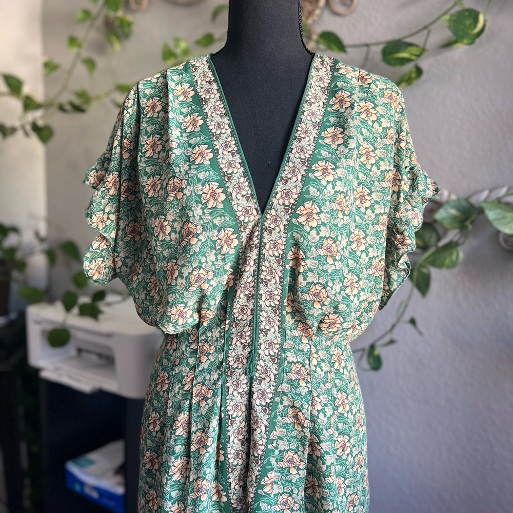 Max Studio Floral Teal Maxi Dress